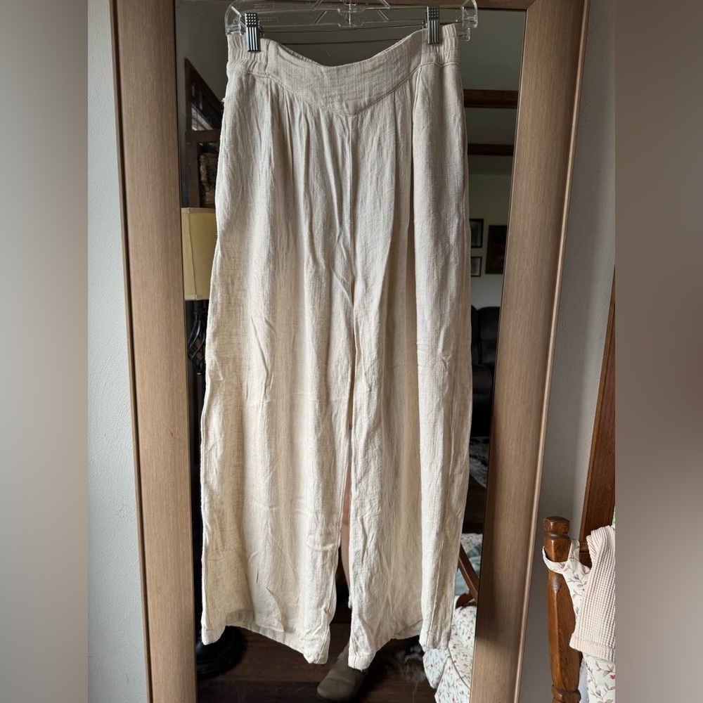 new in linen blend wide leg pants cottage core large
